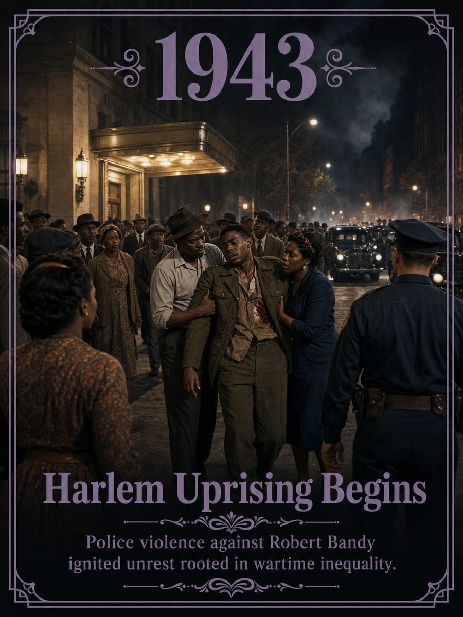 1943 — Harlem uprising begins after police shoot a Black soldier