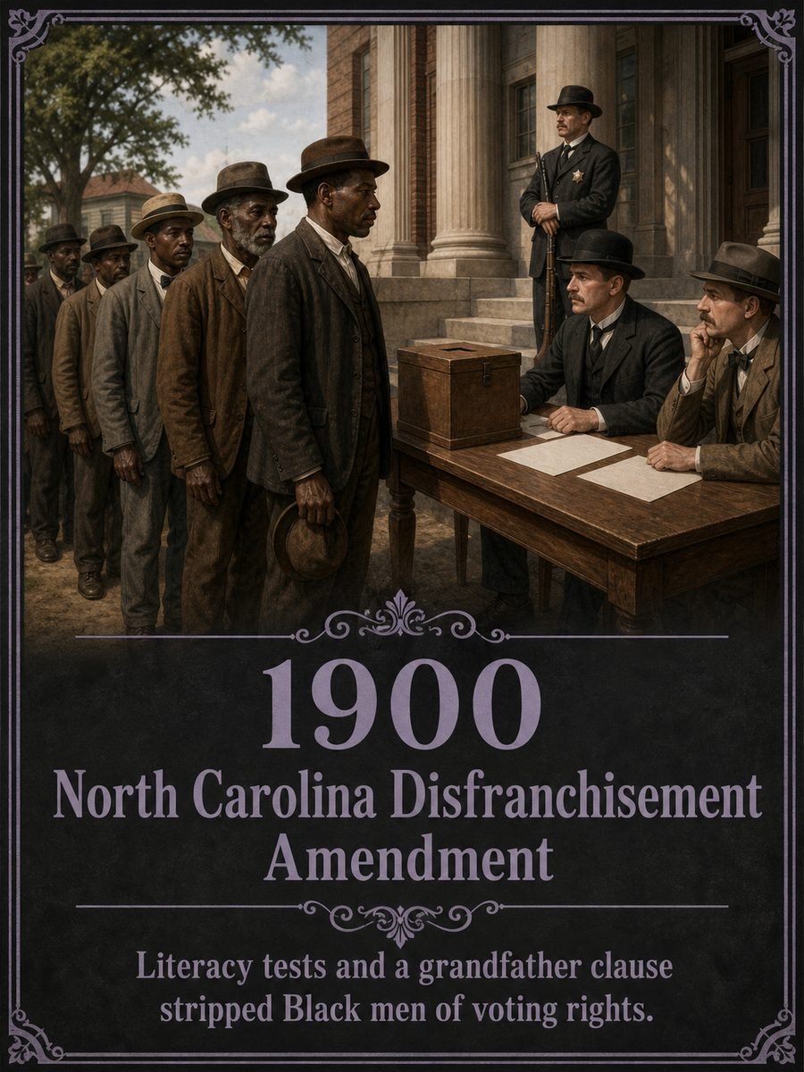 1900 — North Carolina voters approve Black disfranchisement amendment