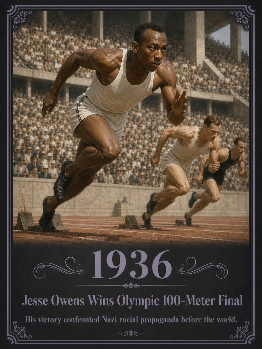 1936 — Jesse Owens wins Olympic gold in the 100-meter dash