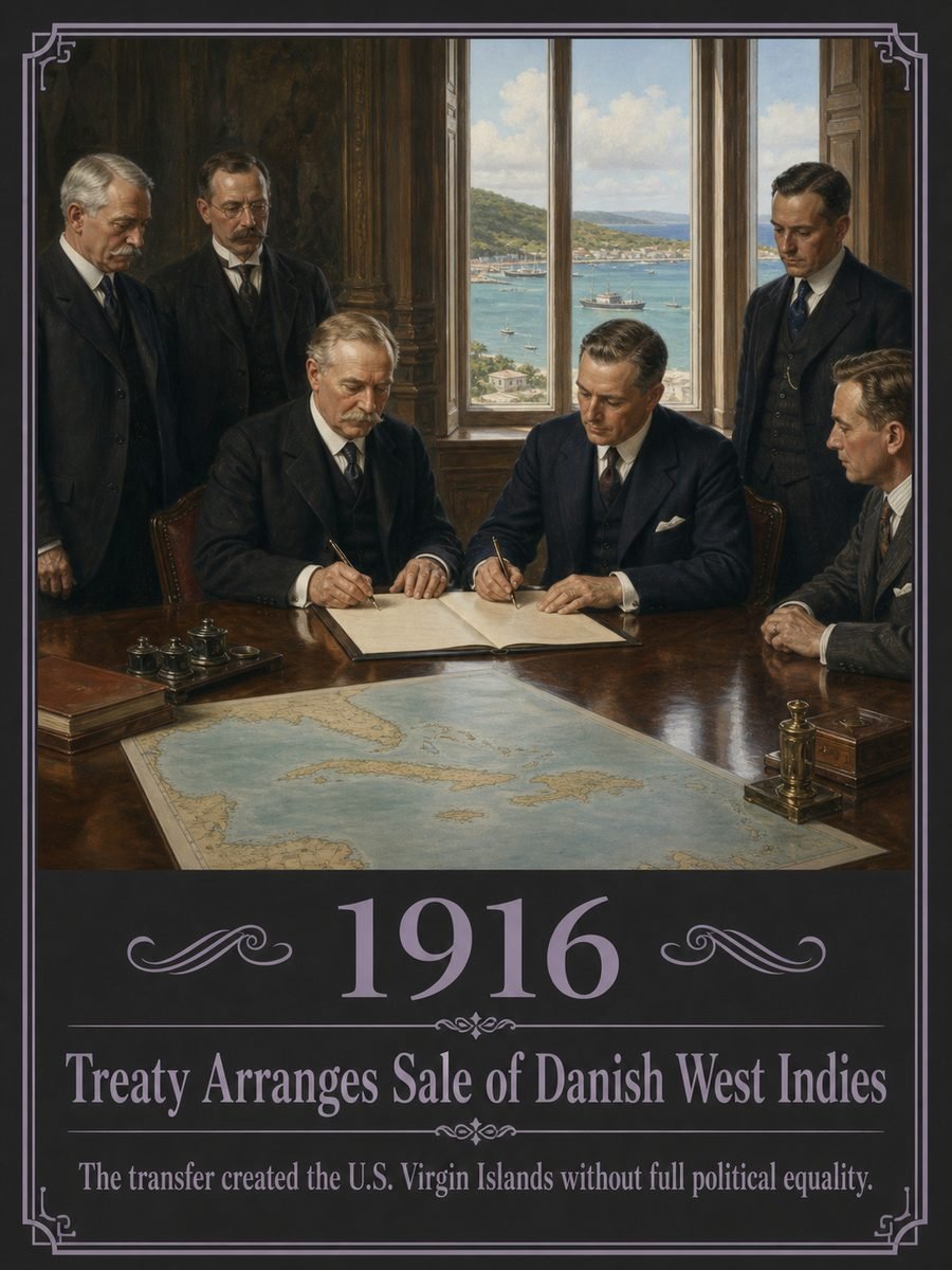 1916 — Treaty is signed for the United States to acquire the Danish West Indies