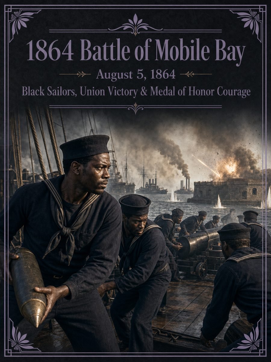 1864 — Black sailors fight in the Battle of Mobile Bay