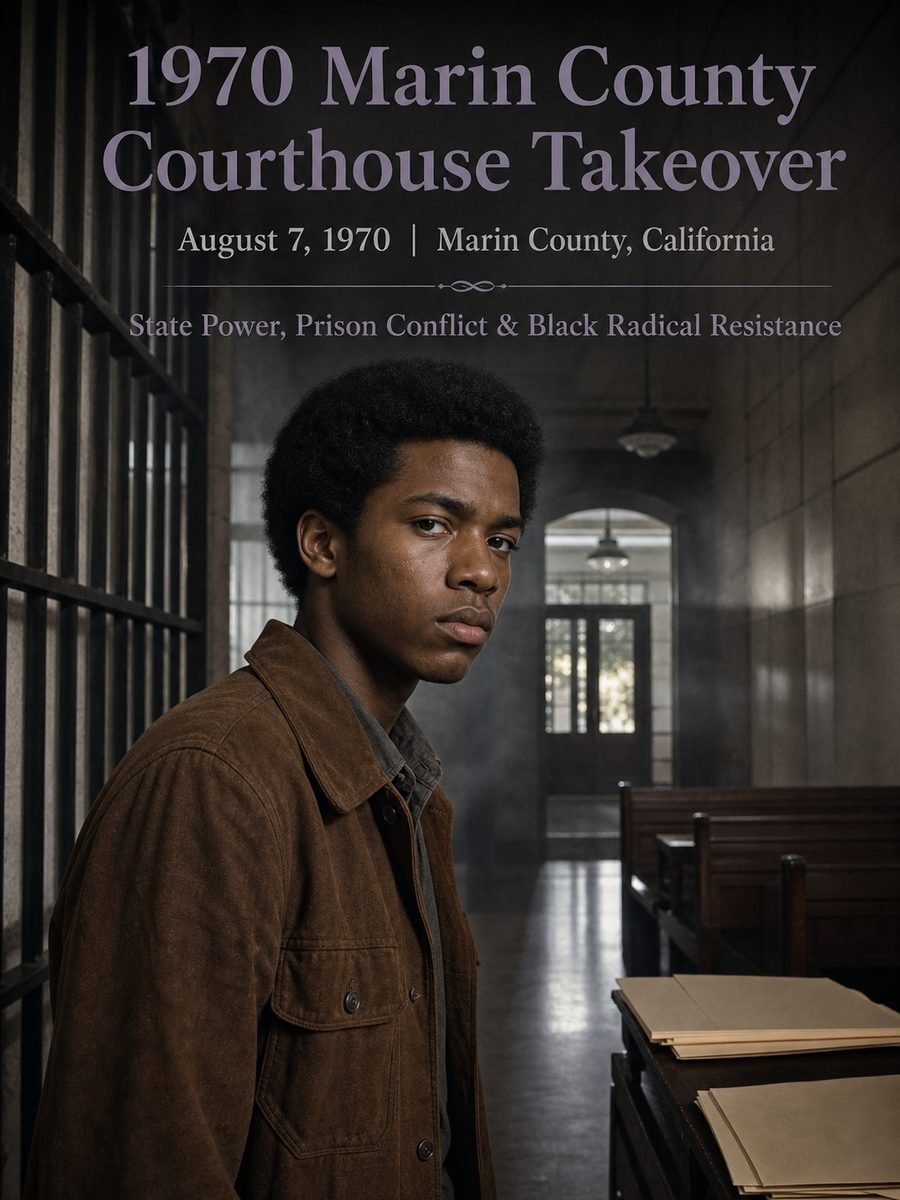 1970 — Marin County courthouse takeover leads to Angela Davis prosecution