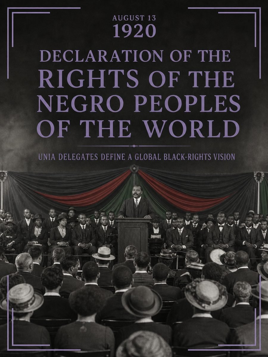 1920 — UNIA adopts a global declaration of Black rights