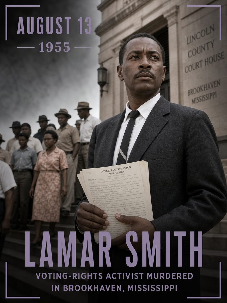 1955 — Voting-rights activist Lamar Smith is murdered in Mississippi