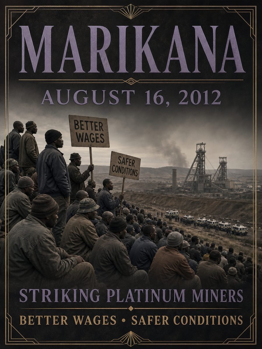 2012 — South African police carry out the Marikana massacre