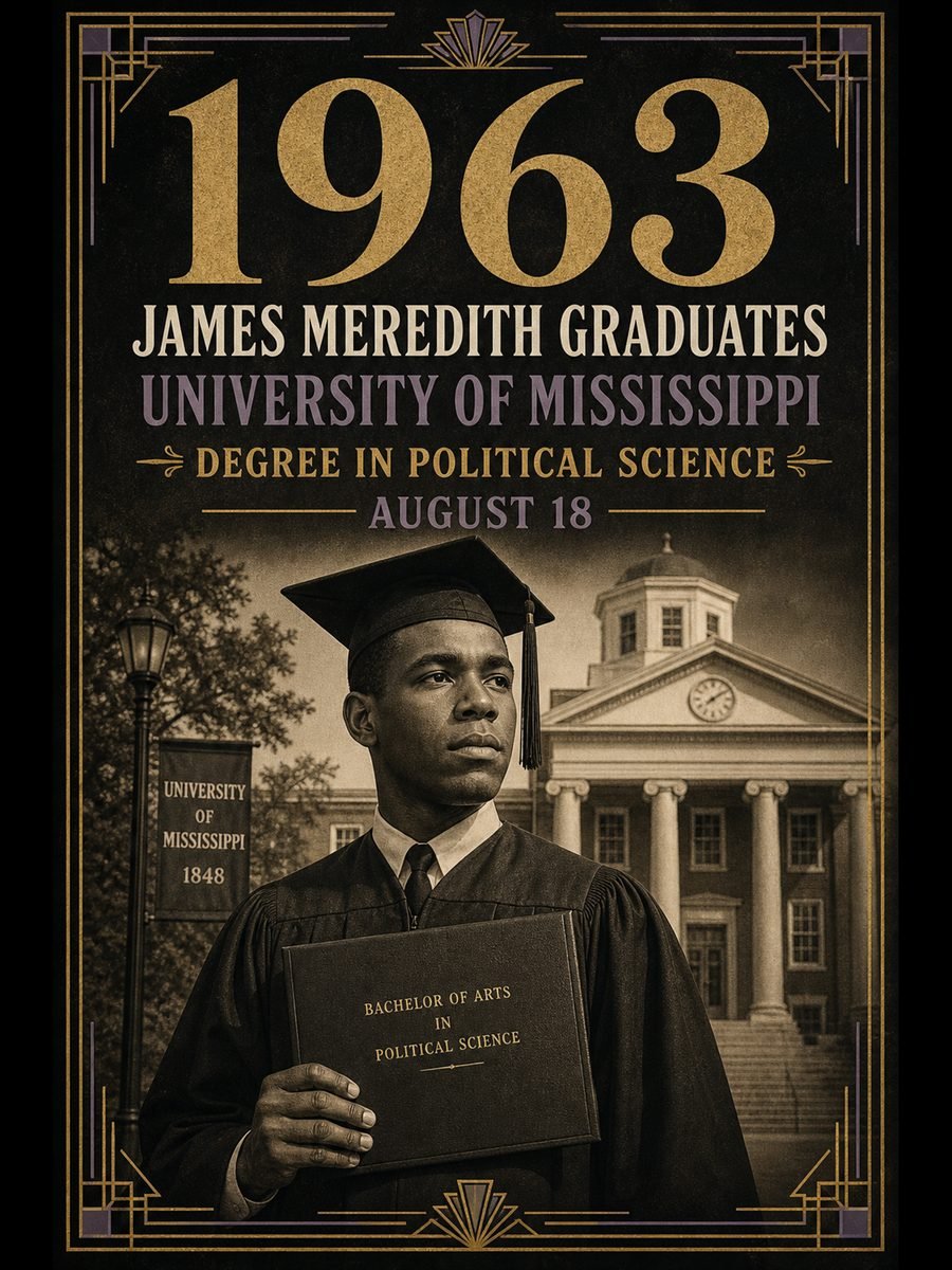1963 — James Meredith graduates from the University of Mississippi