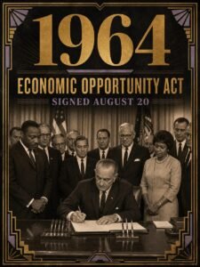 1964 — Economic Opportunity Act launches major War on Poverty programs