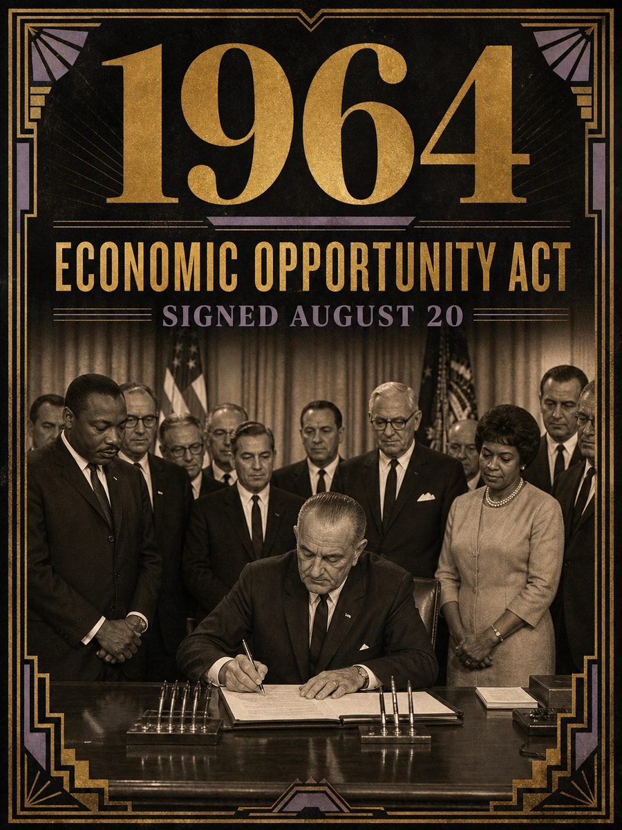 1964 — Economic Opportunity Act launches major War on Poverty programs