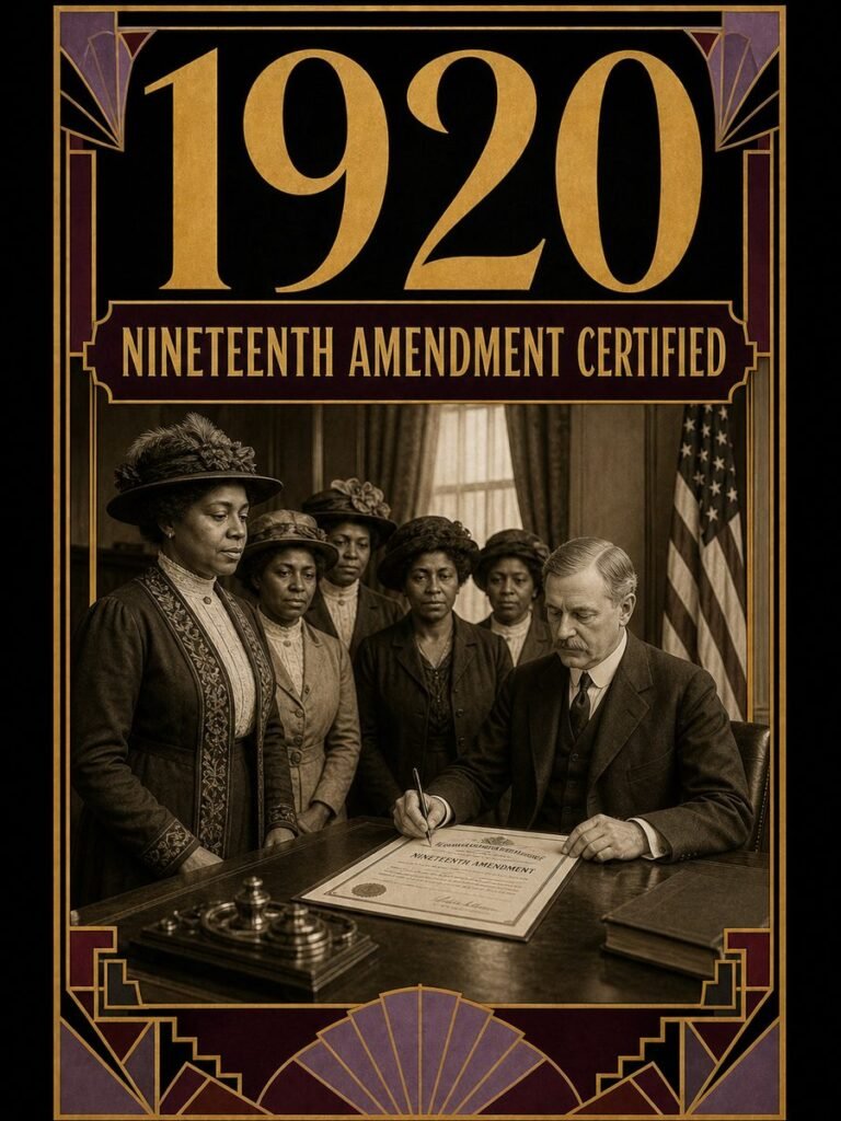 1920 — Nineteenth Amendment is formally certified