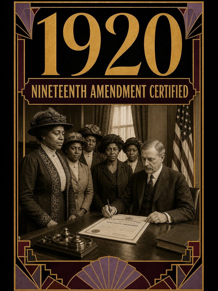 1920 — Nineteenth Amendment is formally certified