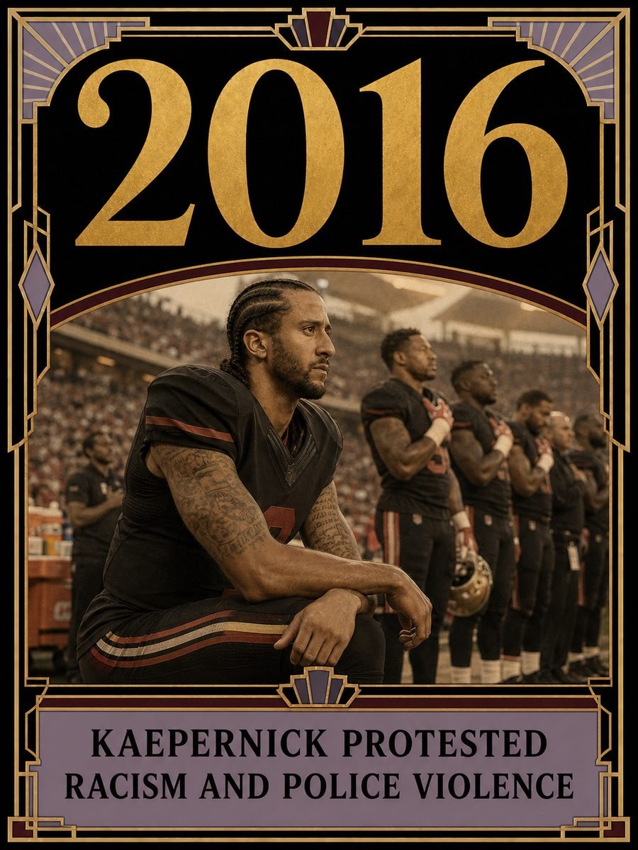 2016 — Colin Kaepernick’s anthem protest draws national attention
