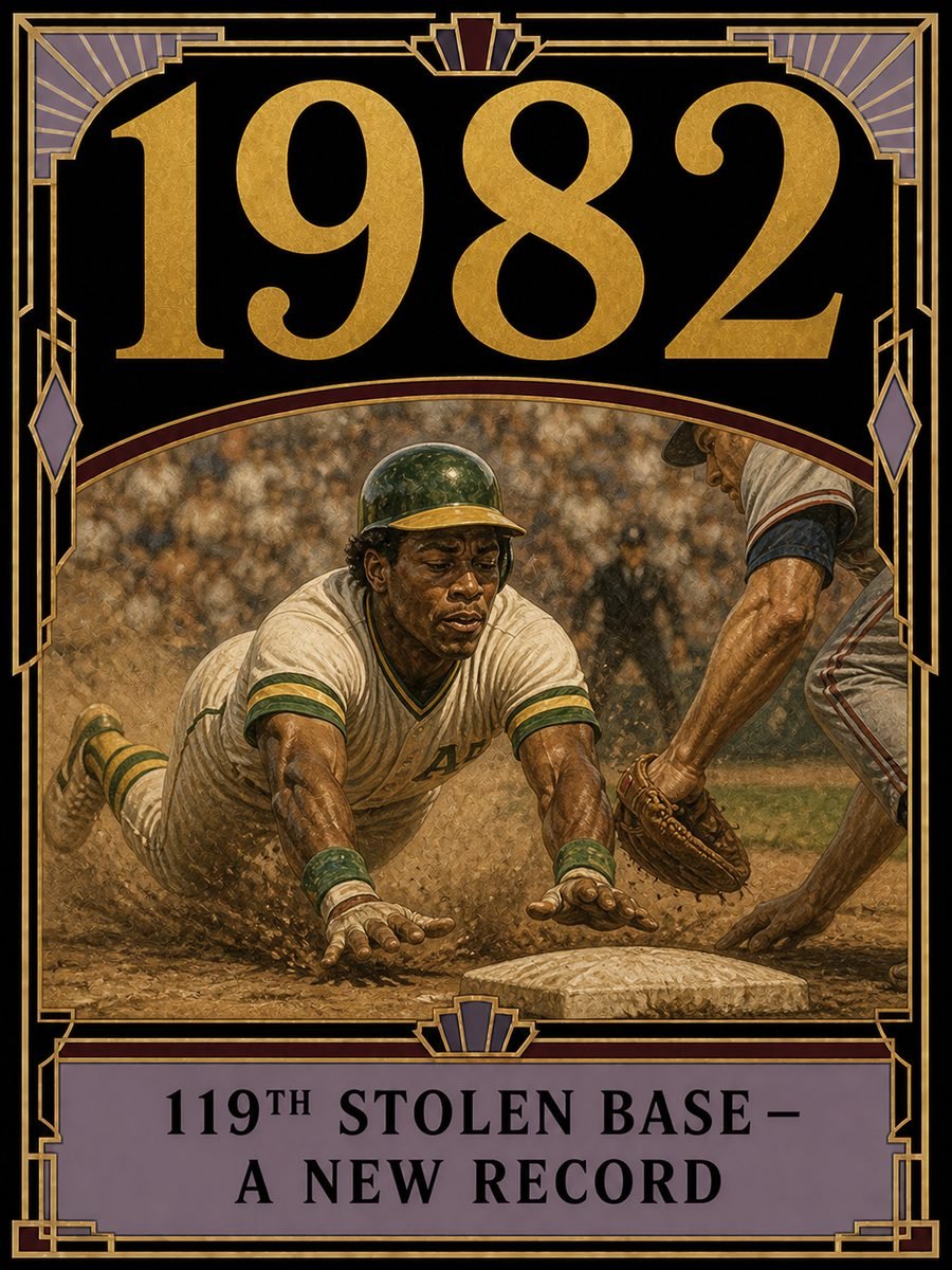 1982 — Rickey Henderson breaks the single-season stolen-base record