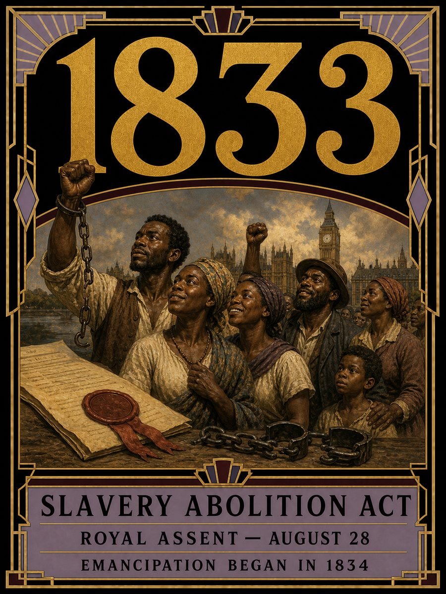 1833 — Slavery Abolition Act receives royal assent