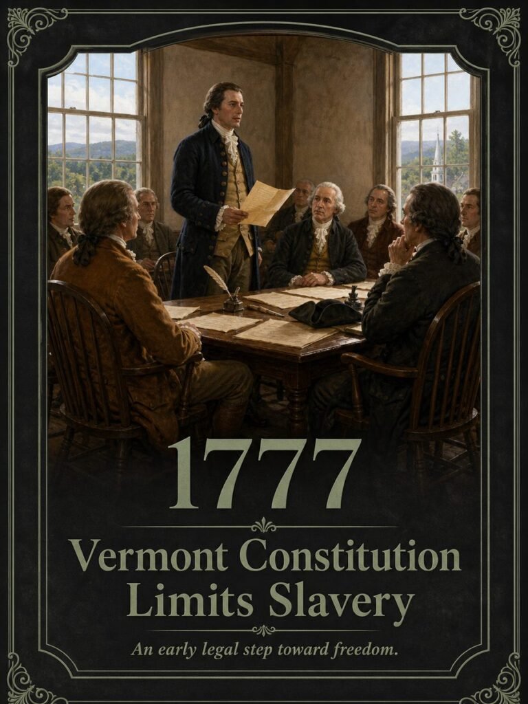 1777 — Vermont adopts a constitution that limits slavery