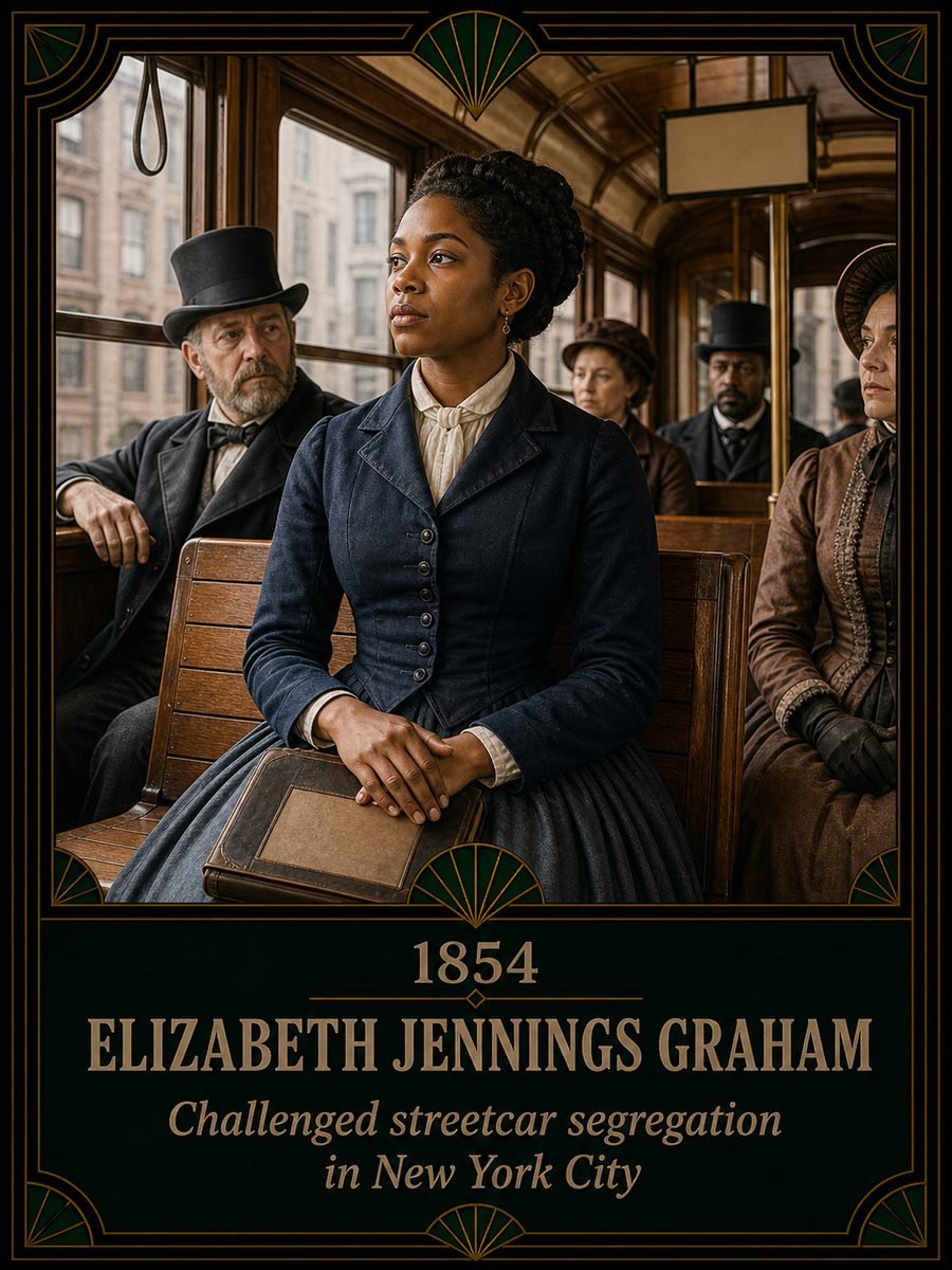 1854 — Elizabeth Jennings Graham challenges streetcar segregation