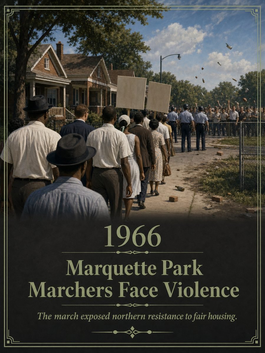 1966 — Chicago Freedom Movement marchers face violence in Marquette Park