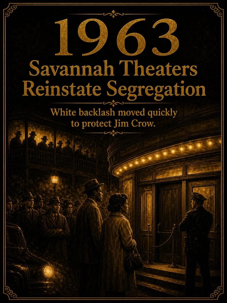 1963 — Savannah theaters reinstate segregation after white backlash