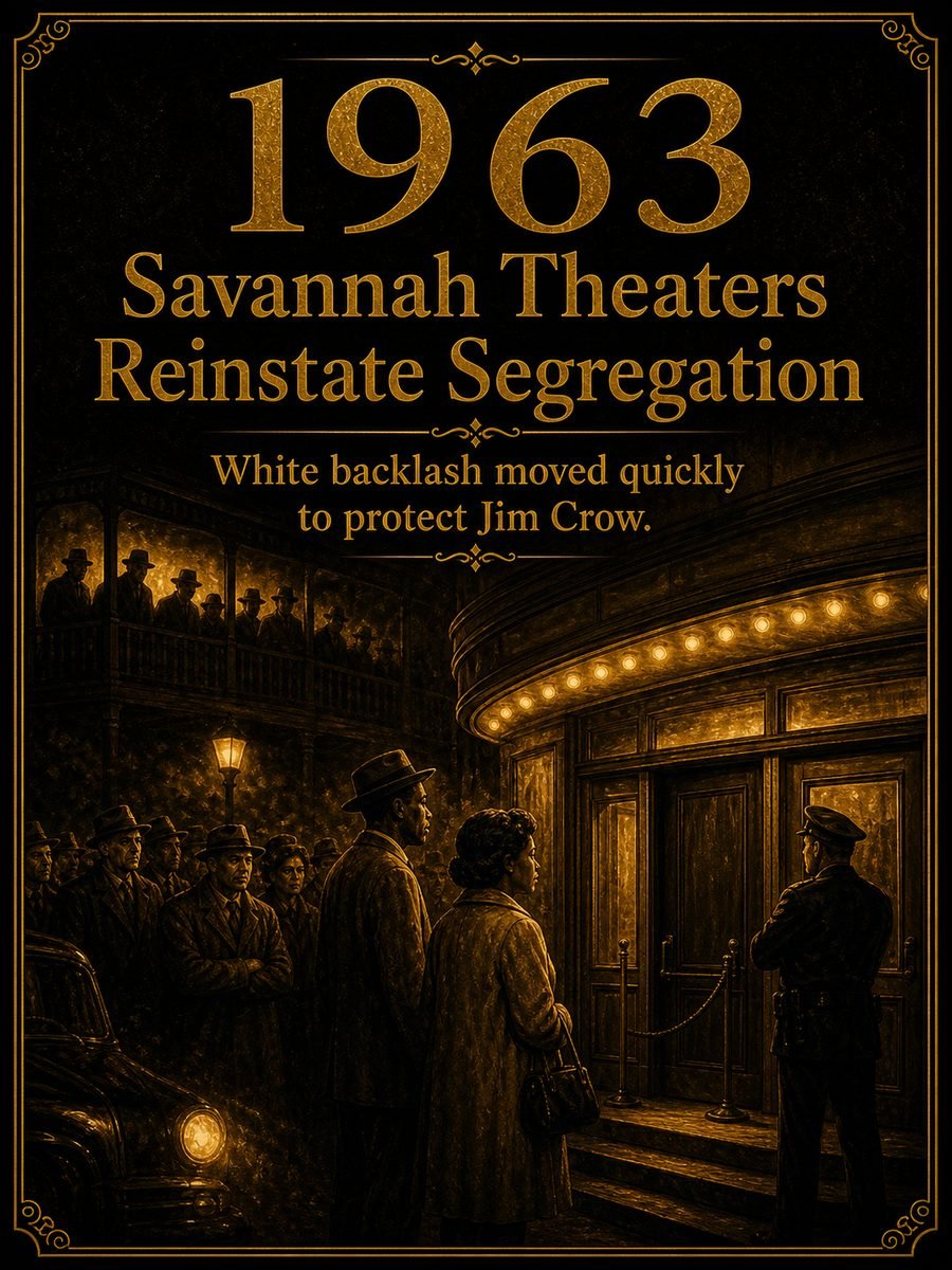 1963 — Savannah theaters reinstate segregation after white backlash