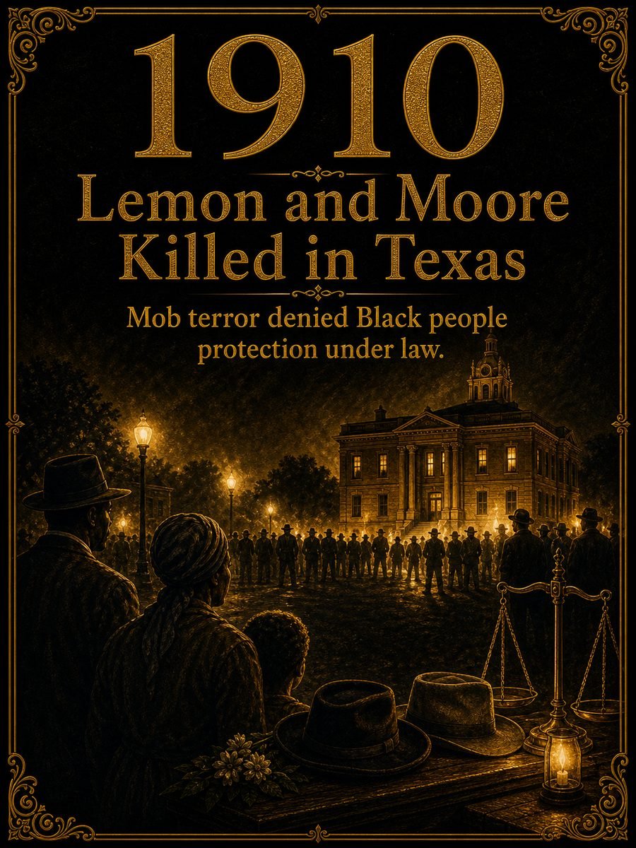 1910 — Douglas Lemon and Rankin Moore are killed by a white mob in Texas