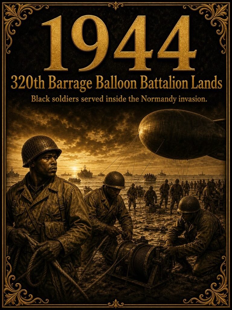 1944 — The 320th Barrage Balloon Battalion lands on D-Day