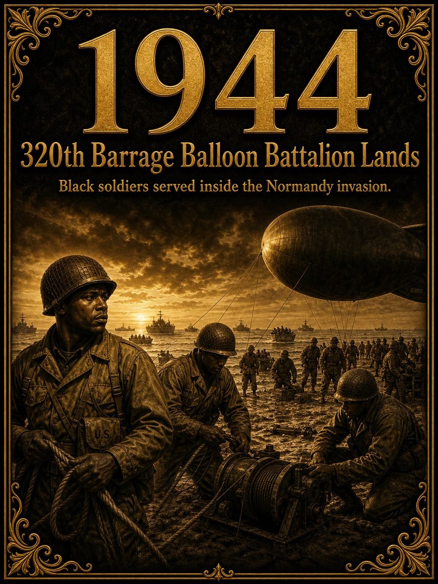 1944 — The 320th Barrage Balloon Battalion lands on D-Day
