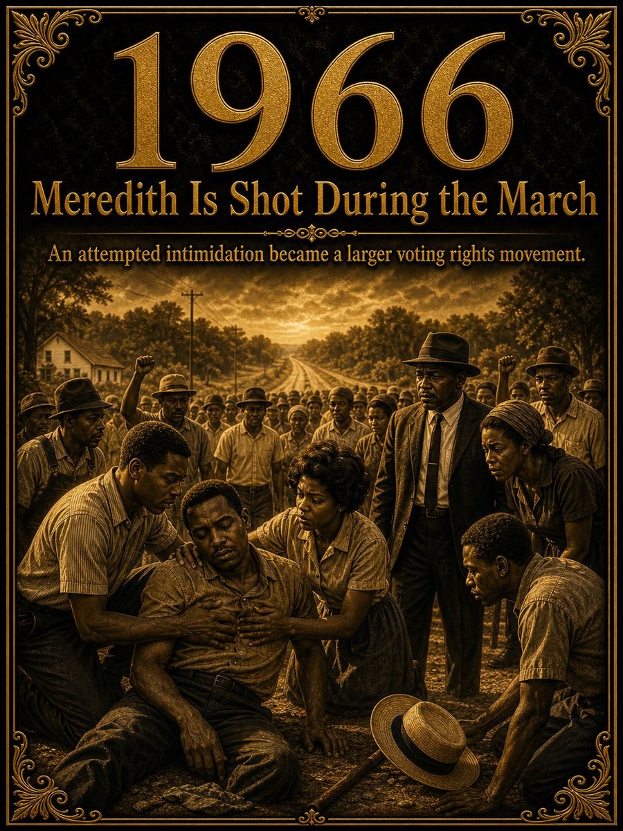 1966 — James Meredith is shot during the March Against Fear
