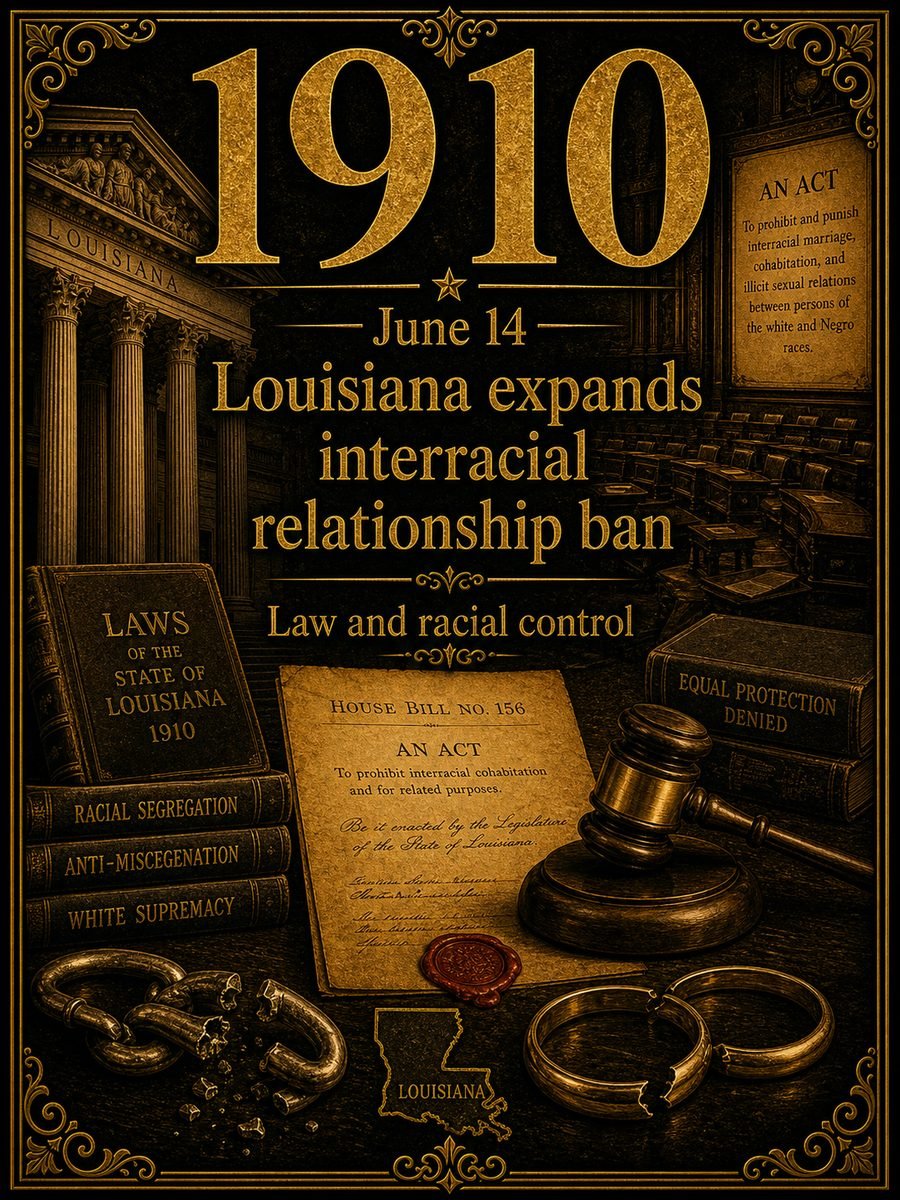 1910 — Louisiana expands its interracial relationship ban