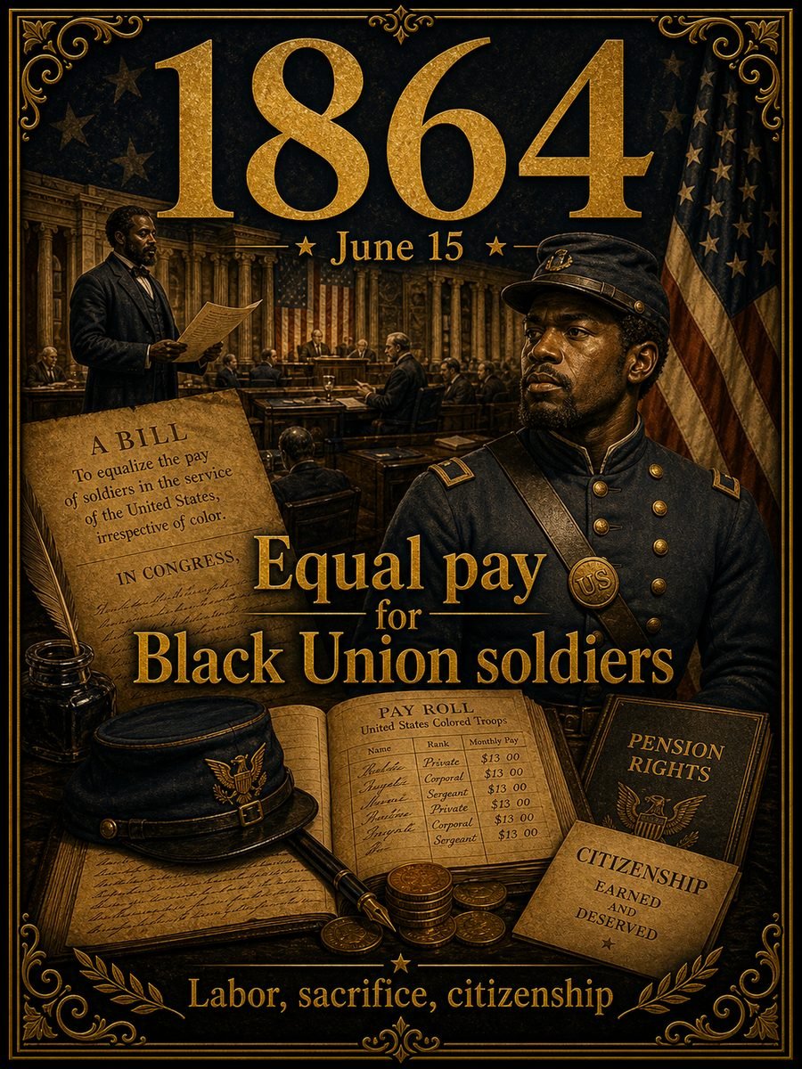 1864 — Congress moves toward equal pay for Black Union soldiers