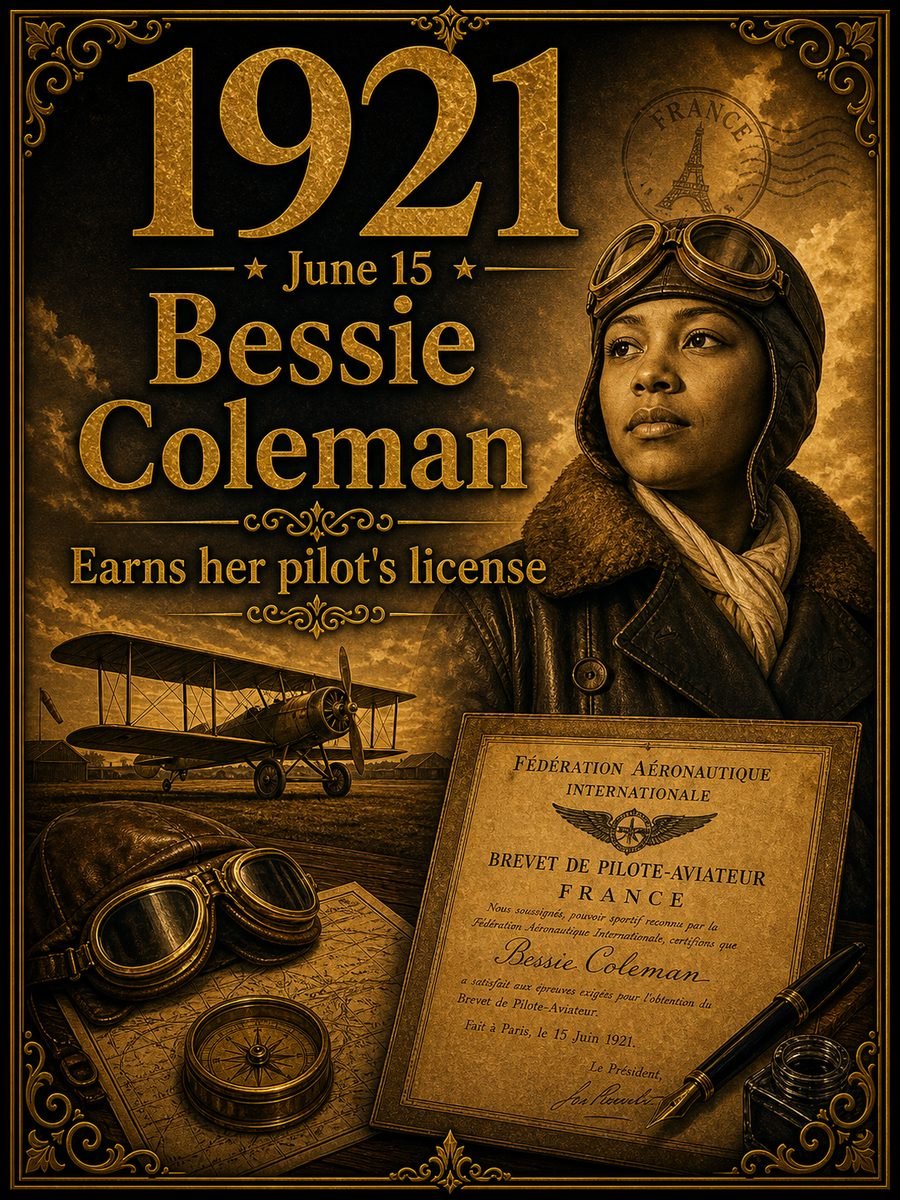 1921 — Bessie Coleman earns her pilot’s license