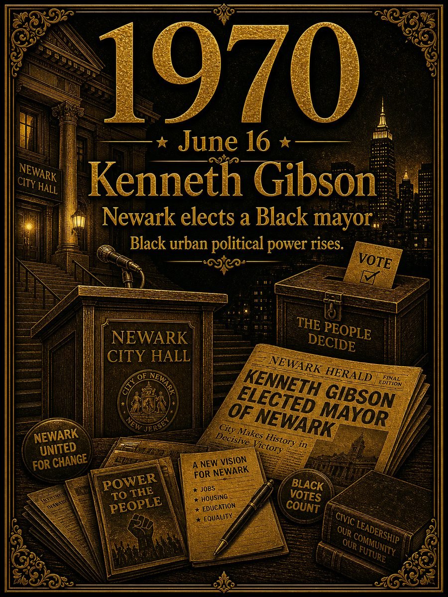 1970 — Kenneth Gibson is elected mayor of Newark