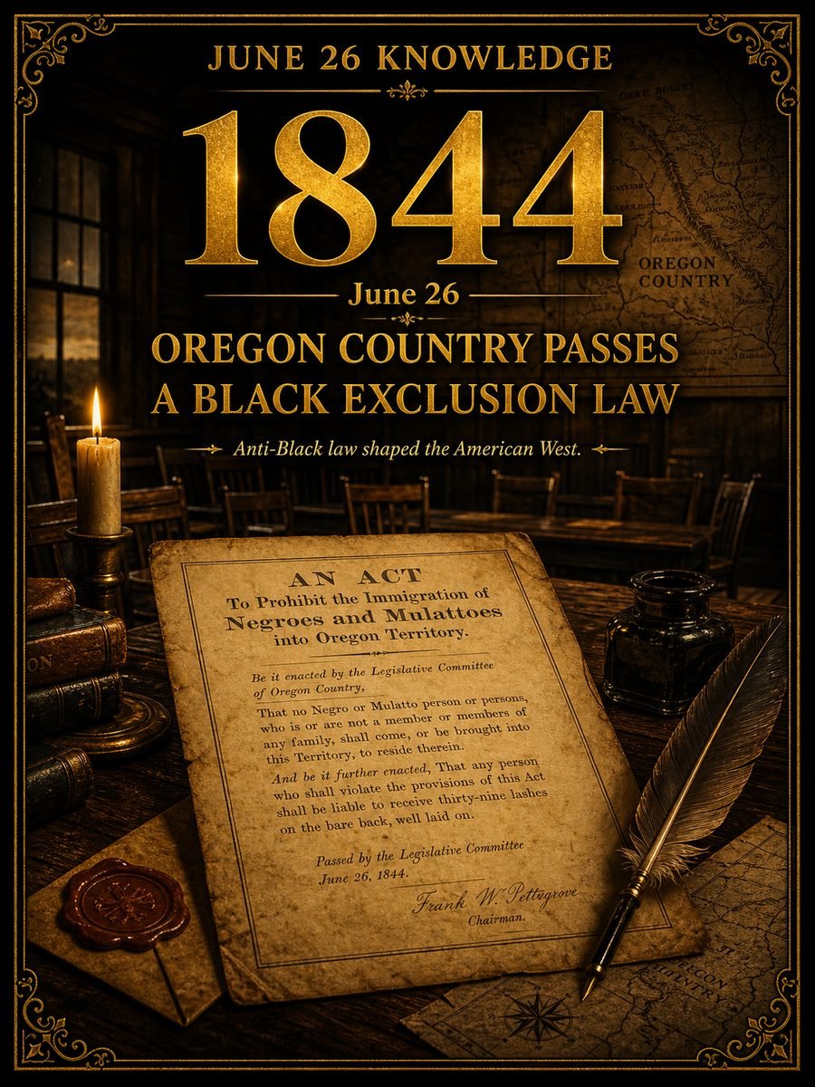 1844 — Oregon Country passes a Black exclusion law
