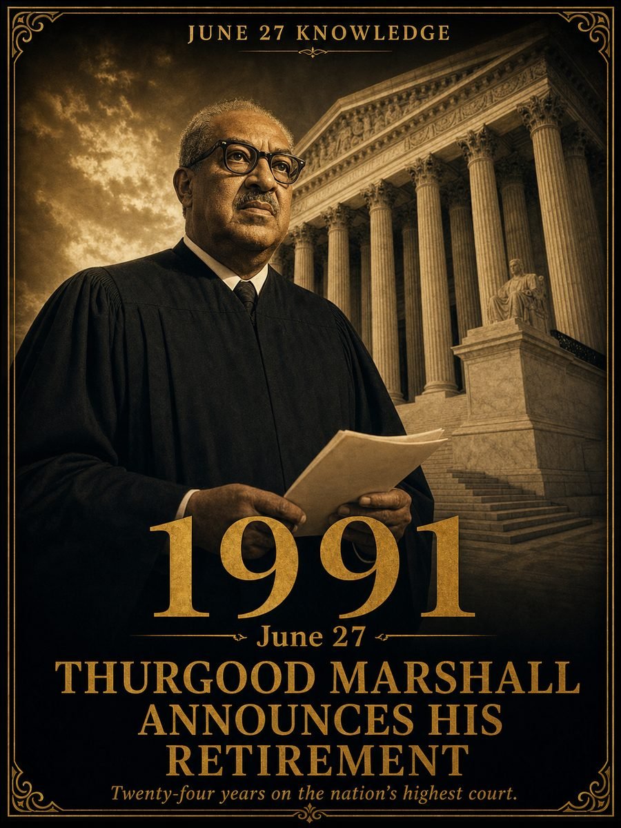 1991 — Thurgood Marshall announces his retirement from the Supreme Court