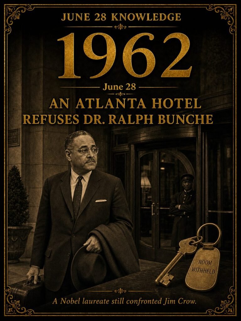 1962 — An Atlanta hotel refuses a room to Dr. Ralph Bunche