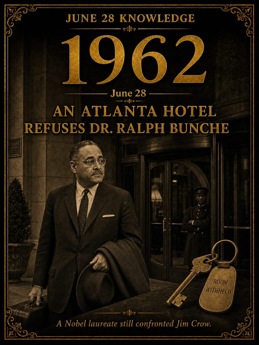 1962 — An Atlanta hotel refuses a room to Dr. Ralph Bunche