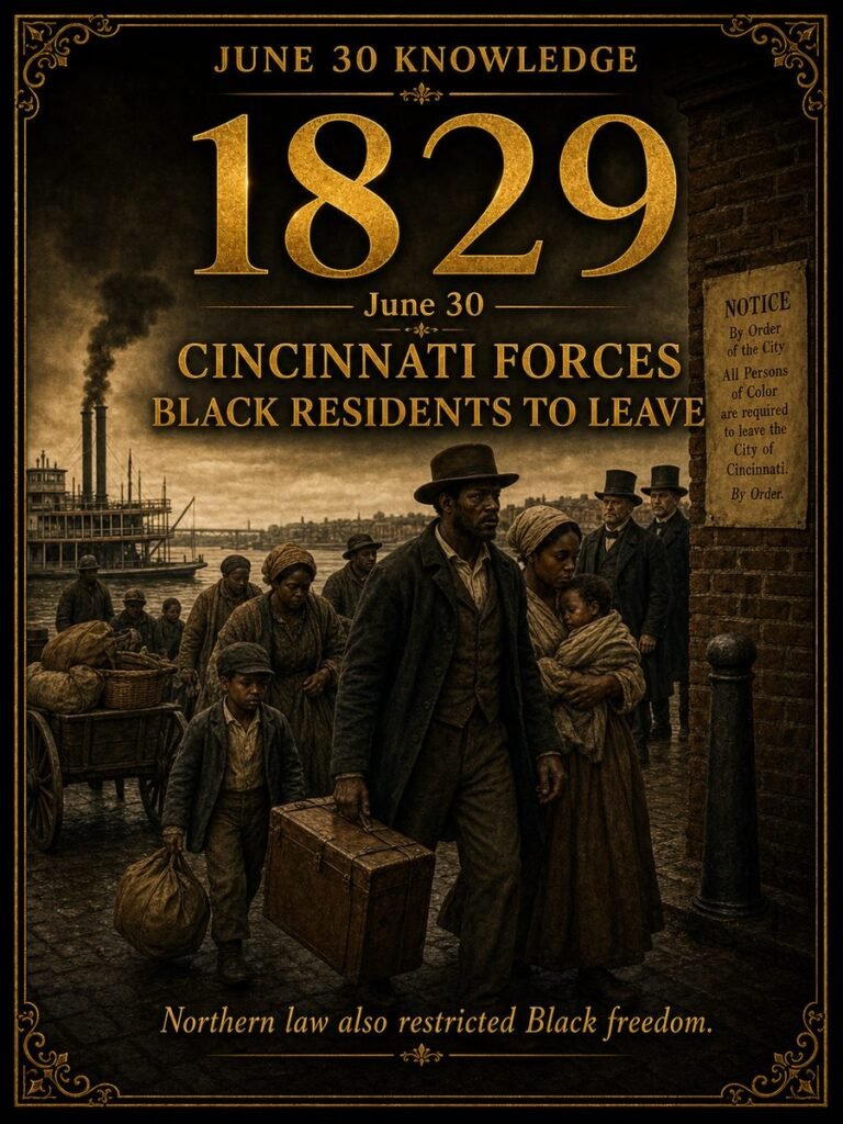 1829 — Cincinnati officials force Black residents to leave