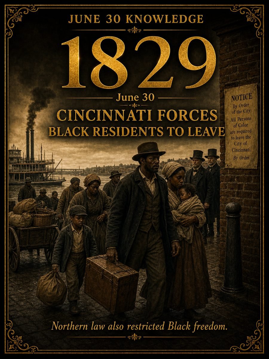 1829 — Cincinnati officials force Black residents to leave