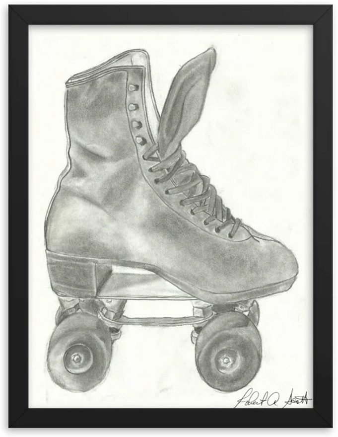 Skate Study I — graphite drawing of a vintage roller skate
