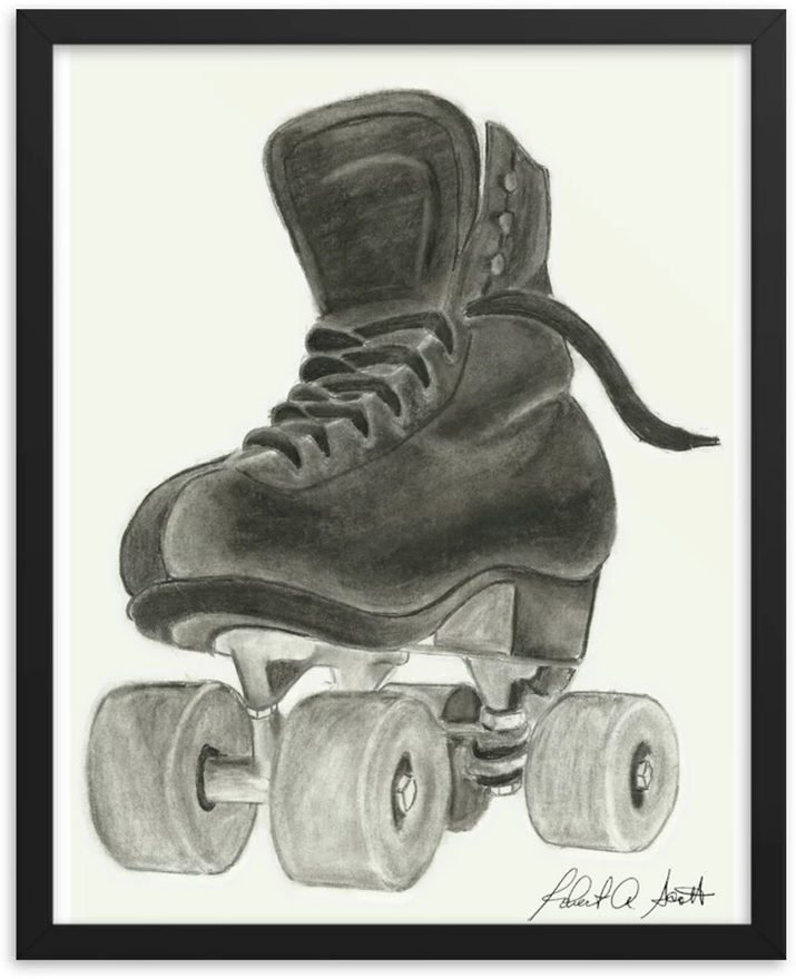 Skate Study II — graphite drawing of a black roller skate