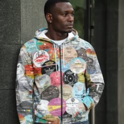 Throwback Collage  Heavy Fleece Raglan Zip Up Hoodie With Pocket