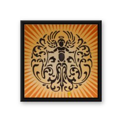 Angel on Wheels — framed canvas print in a black float frame