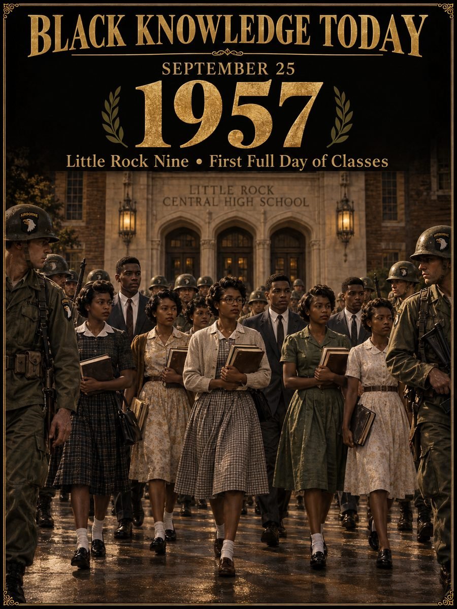 1957 — The Little Rock Nine attend a full day under Army protection