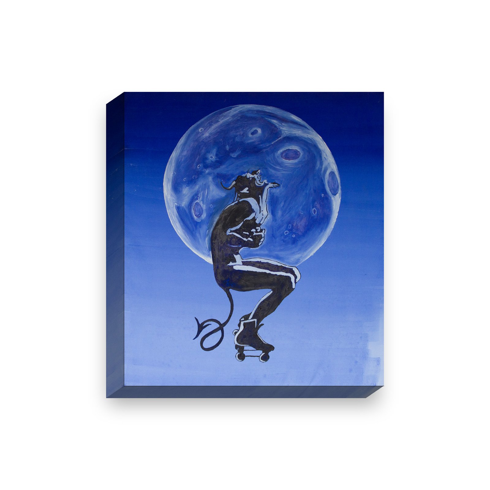 Demon on Wheels — stretched canvas print, 38mm bar with mirror-wrapped edges