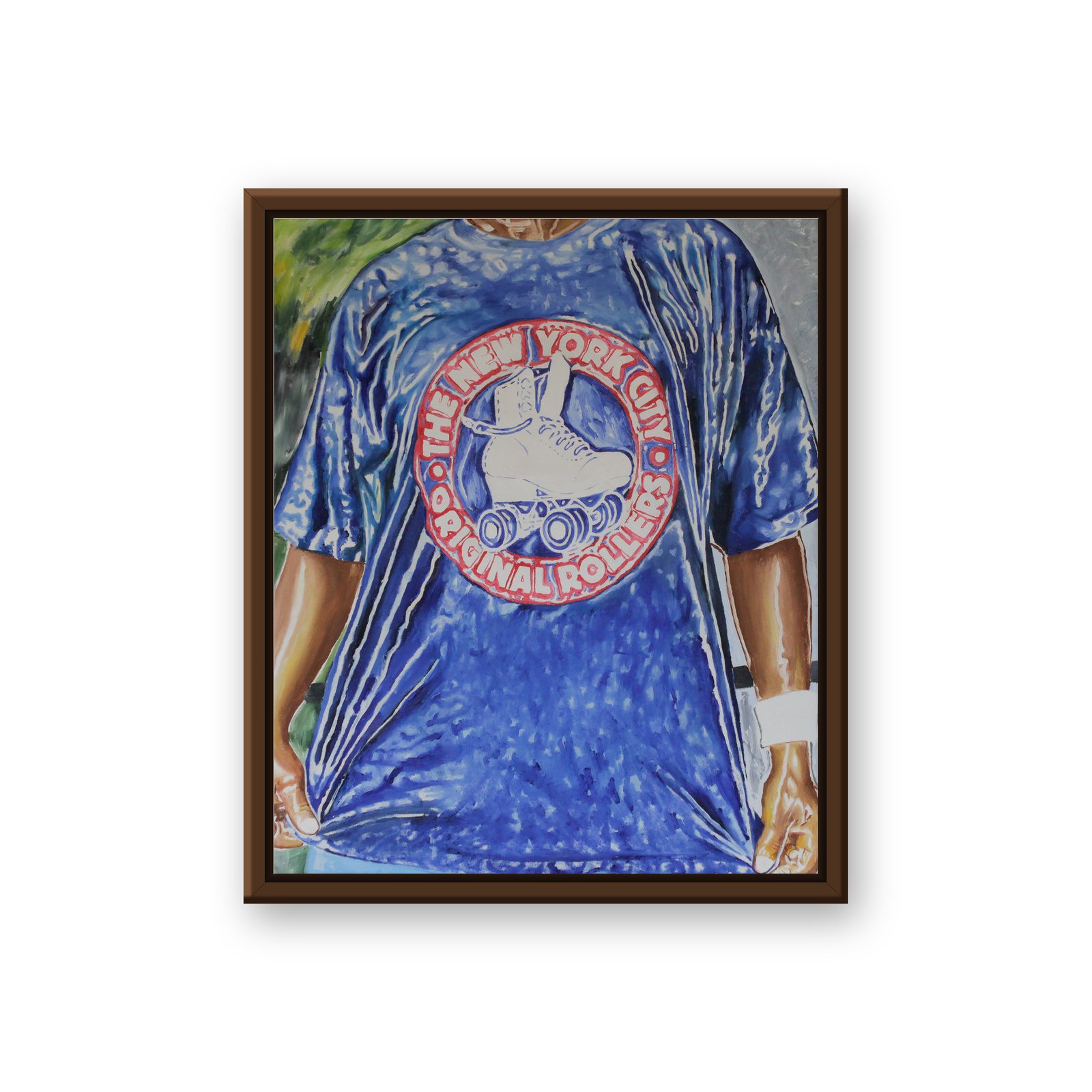 In the Park — framed canvas print in a brown float frame
