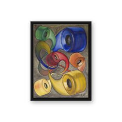 Wheels — framed canvas print in a black float frame