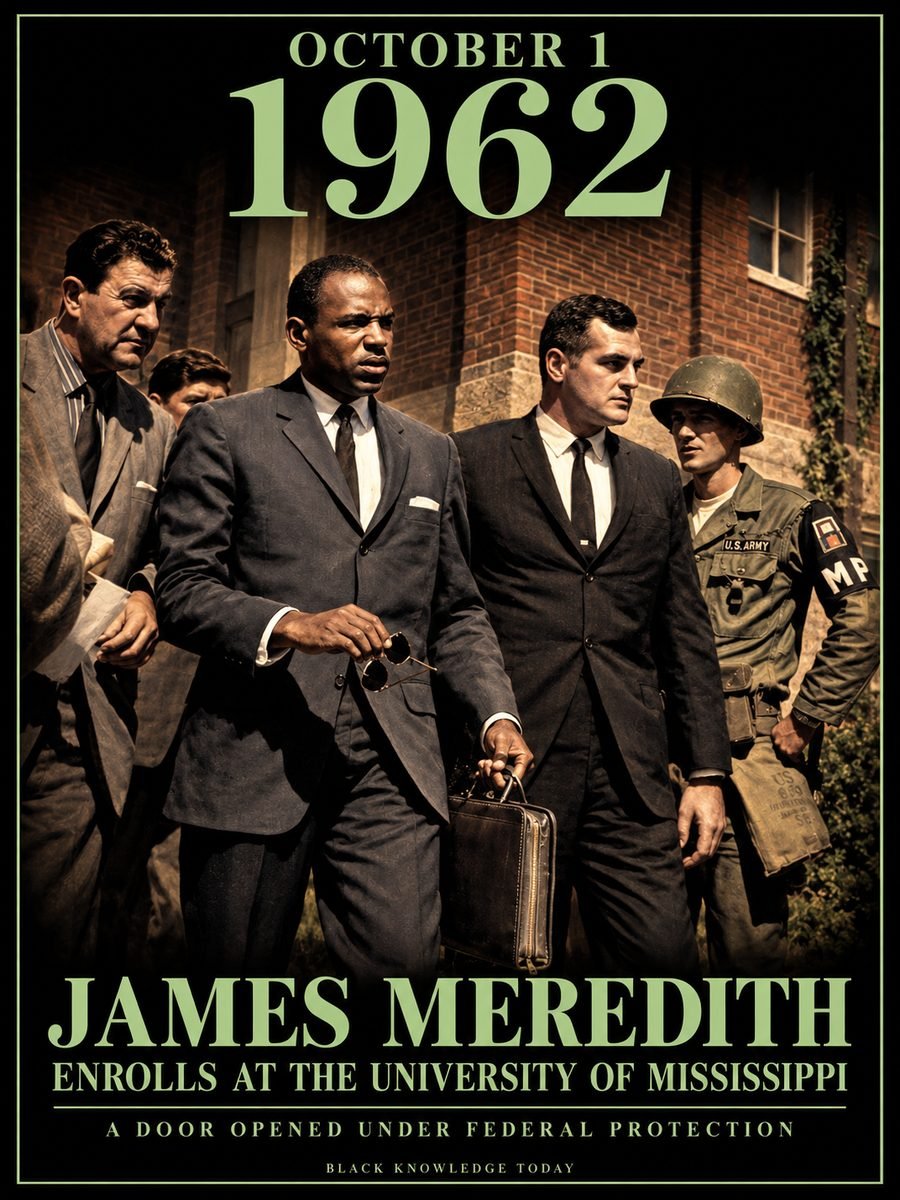 1962 — James Meredith enrolled at the University of Mississippi
