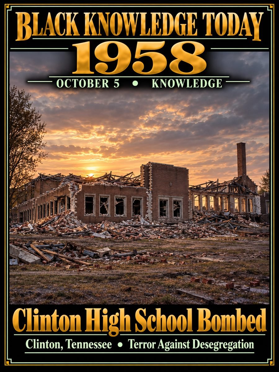 1958 — A bomb destroyed Clinton High School after desegregation