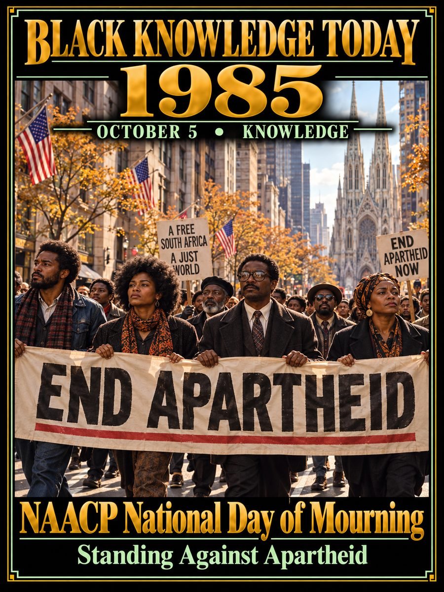 1985 — The NAACP led a National Day of Mourning against apartheid