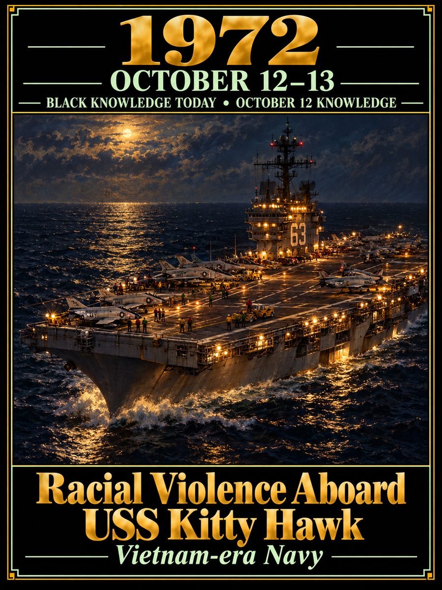 1972 — Racial violence erupted aboard USS Kitty Hawk