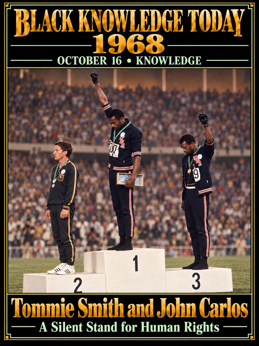 1968 — Tommie Smith and John Carlos raised gloved fists at the Mexico City Olympics