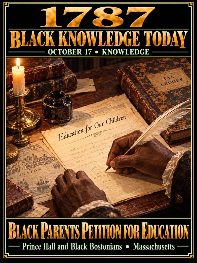 1787 — Prince Hall petitioned Massachusetts for equal education